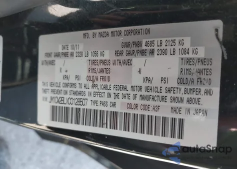 2012 Mazda Mazda5 Sport z USA, uszkodzony, nr VIN JM1CW2BLXC0128507